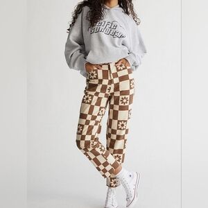 PacSun Brown and Cream Checkered Pants